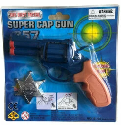 Cap Gun 8 Shot Diecast .357 Magnum Pistol With Sheriff Badge