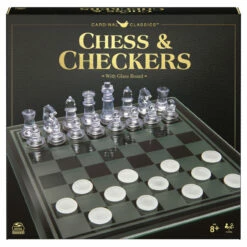 Classic Games Chess & Checkers With Glass Board