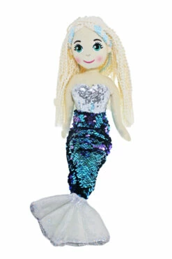 45cm Fay Silver Blue Mermaid Flip Sequined Tail