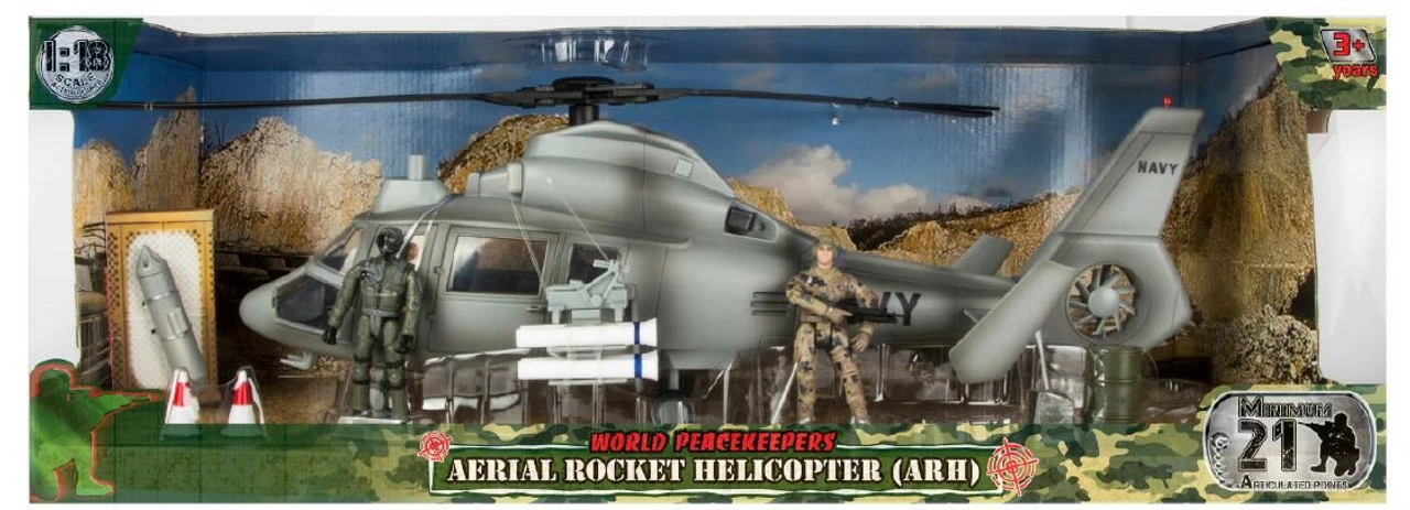 Aerial Rocket Helicopter With 2 Figures 1:18 Scale